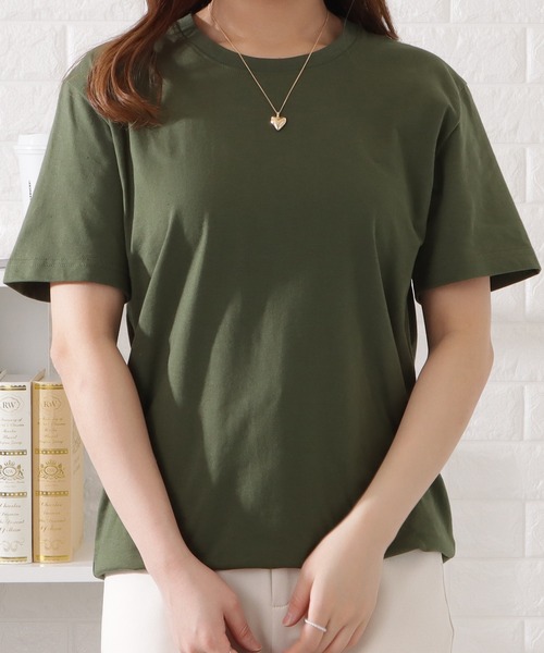 Lace Ladies(レースレディース)の「半袖カラーミニマルTシャツ(Tシャツ/カットソー・レディース・ホワイト/ネイビー/ブラック/ピンク/ブルーグレー/ベージュ/グリーン/グレー・L/XL/M)」の6枚目の写真