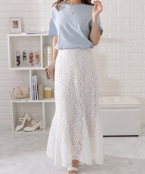 Lace Ladies(レースレディース)の「半袖カラーミニマルTシャツ(Tシャツ/カットソー・レディース・ホワイト/ネイビー/ブラック/ピンク/ブルーグレー/ベージュ/グリーン/グレー・L/XL/M)」の9枚目の写真