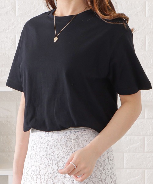 Lace Ladies(レースレディース)の「半袖カラーミニマルTシャツ(Tシャツ/カットソー・レディース・ホワイト/ネイビー/ブラック/ピンク/ブルーグレー/ベージュ/グリーン/グレー・L/XL/M)」の10枚目の写真