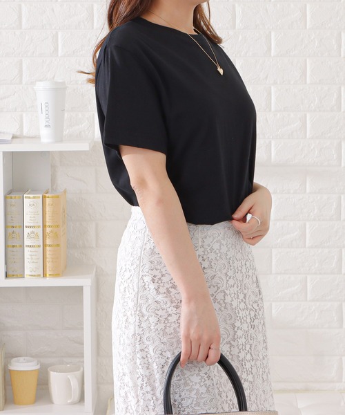 Lace Ladies(レースレディース)の「半袖カラーミニマルTシャツ(Tシャツ/カットソー・レディース・ホワイト/ネイビー/ブラック/ピンク/ブルーグレー/ベージュ/グリーン/グレー・L/XL/M)」の11枚目の写真