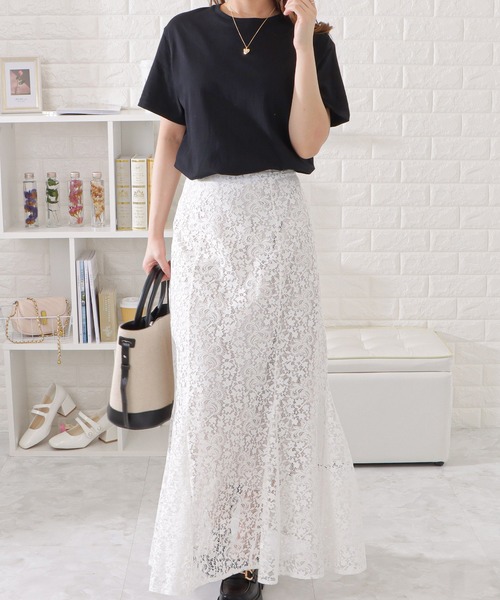 Lace Ladies(レースレディース)の「半袖カラーミニマルTシャツ(Tシャツ/カットソー・レディース・ホワイト/ネイビー/ブラック/ピンク/ブルーグレー/ベージュ/グリーン/グレー・L/XL/M)」の14枚目の写真