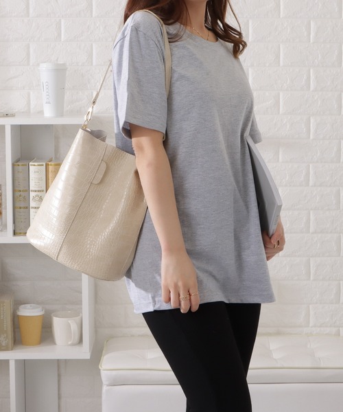 Lace Ladies(レースレディース)の「半袖カラーミニマルTシャツ(Tシャツ/カットソー・レディース・ホワイト/ネイビー/ブラック/ピンク/ブルーグレー/ベージュ/グリーン/グレー・L/XL/M)」の18枚目の写真