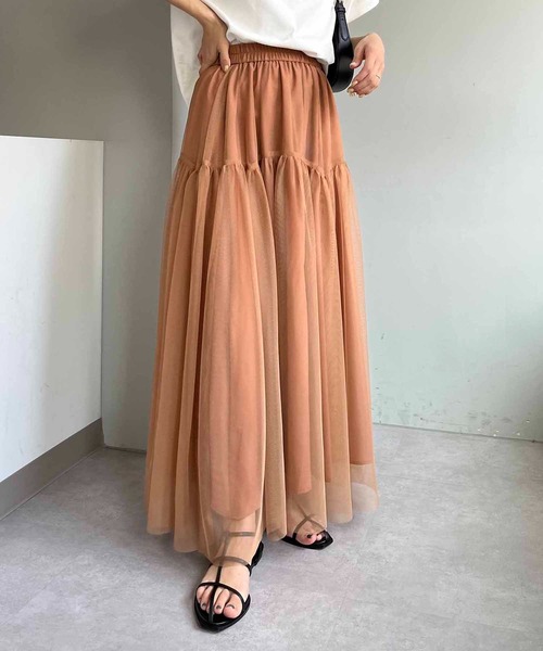 CAPRICIEUX LE'MAGE（カプリシューレマージュ）の「チュールスカート（スカート・レディース・ブラック/ホワイト/ブラウン・FREE）」の10枚目の写真