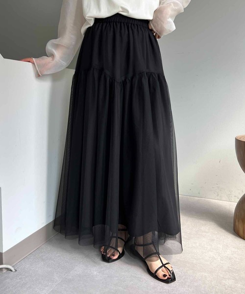 CAPRICIEUX LE'MAGE（カプリシューレマージュ）の「チュールスカート（スカート・レディース・ブラック/ホワイト/ブラウン・FREE）」の20枚目の写真