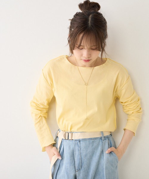 PUAL CE CIN（ピュアルセシン）の「シアーリブメロープルオーバー（Tシャツ/カットソー・レディース・イエロー/ミント/オフホワイト/ネイビー/ブルー・FREE）」の5枚目の写真