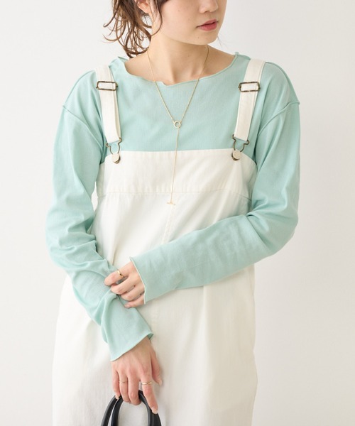 PUAL CE CIN（ピュアルセシン）の「シアーリブメロープルオーバー（Tシャツ/カットソー・レディース・イエロー/ミント/オフホワイト/ネイビー/ブルー・FREE）」の3枚目の写真