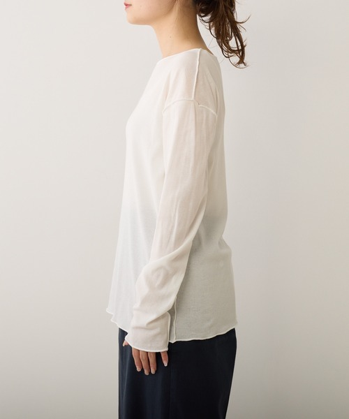 PUAL CE CIN（ピュアルセシン）の「シアーリブメロープルオーバー（Tシャツ/カットソー・レディース・イエロー/ミント/オフホワイト/ネイビー/ブルー・FREE）」の15枚目の写真