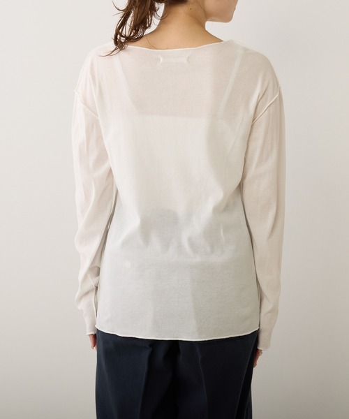 PUAL CE CIN（ピュアルセシン）の「シアーリブメロープルオーバー（Tシャツ/カットソー・レディース・イエロー/ミント/オフホワイト/ネイビー/ブルー・FREE）」の16枚目の写真