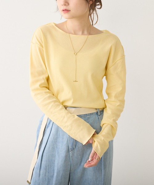 PUAL CE CIN（ピュアルセシン）の「シアーリブメロープルオーバー（Tシャツ/カットソー・レディース・イエロー/ミント/オフホワイト/ネイビー/ブルー・FREE）」の8枚目の写真