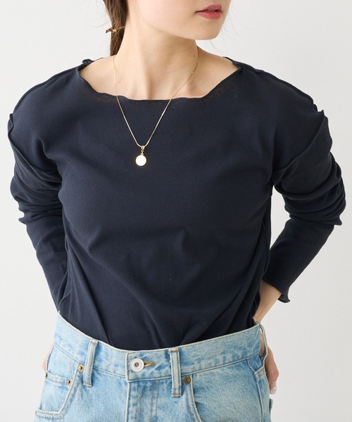 PUAL CE CIN（ピュアルセシン）の「シアーリブメロープルオーバー（Tシャツ/カットソー・レディース・イエロー/ミント/オフホワイト/ネイビー/ブルー・FREE）」の10枚目の写真
