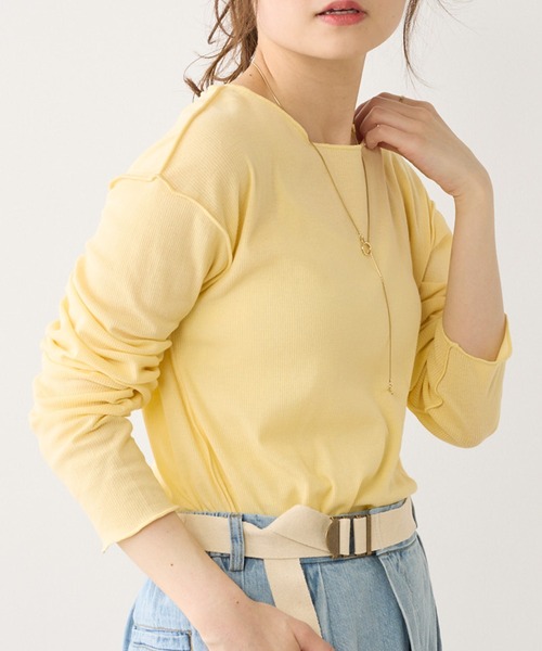 PUAL CE CIN（ピュアルセシン）の「シアーリブメロープルオーバー（Tシャツ/カットソー・レディース・イエロー/ミント/オフホワイト/ネイビー/ブルー・FREE）」の9枚目の写真