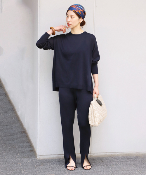 VERMEIL par iena（ヴェルメイユパーイエナ）の「Co/Ace スムースニットパンツ（その他パンツ・レディース・ブラック/ネイビー・36/38）」の16枚目の写真