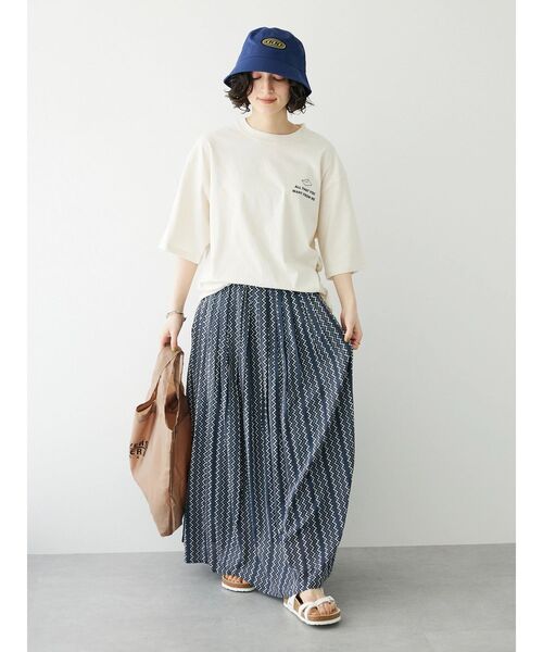 CRAFT STANDARD BOUTIQUE(クラフトスタンダードブティック)の「インドコットン ドットストライプ柄マキシスカート(スカート・レディース・チャコールグレー/ブルー・M/L)」の20枚目の写真