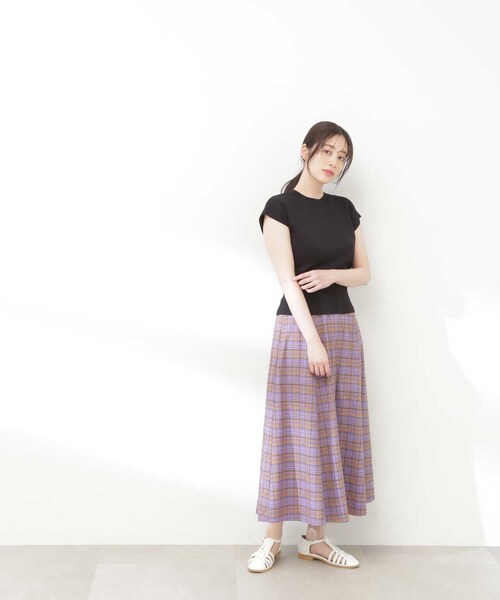 N.（N. Natural Beauty Basic）（エヌエヌナチュラルビューティーベーシック）の「◆フレンチスリーブ総針ニット（ニット/セーター・レディース・ブラック/オフホワイト/グリーン・MEDIUM）」の22枚目の写真