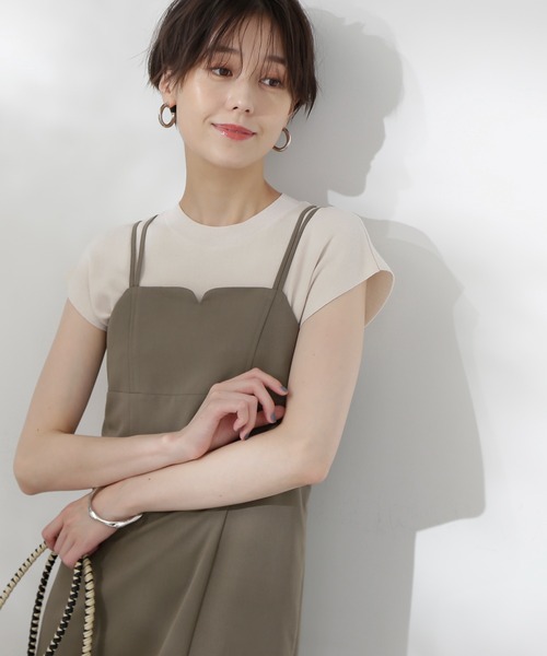 N.（N. Natural Beauty Basic）（エヌエヌナチュラルビューティーベーシック）の「◆フレンチスリーブ総針ニット（ニット/セーター・レディース・ブラック/オフホワイト/グリーン・MEDIUM）」の2枚目の写真