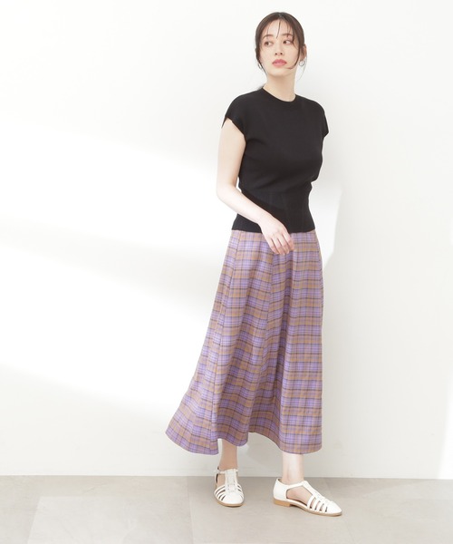 N.（N. Natural Beauty Basic）（エヌエヌナチュラルビューティーベーシック）の「◆フレンチスリーブ総針ニット（ニット/セーター・レディース・ブラック/オフホワイト/グリーン・MEDIUM）」の12枚目の写真