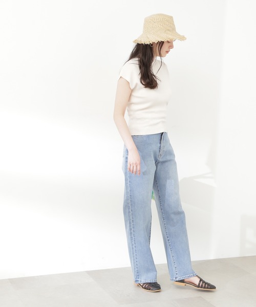 N.（N. Natural Beauty Basic）（エヌエヌナチュラルビューティーベーシック）の「◆フレンチスリーブ総針ニット（ニット/セーター・レディース・ブラック/オフホワイト/グリーン・MEDIUM）」の14枚目の写真