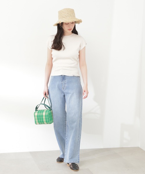 N.（N. Natural Beauty Basic）（エヌエヌナチュラルビューティーベーシック）の「◆フレンチスリーブ総針ニット（ニット/セーター・レディース・ブラック/オフホワイト/グリーン・MEDIUM）」の19枚目の写真