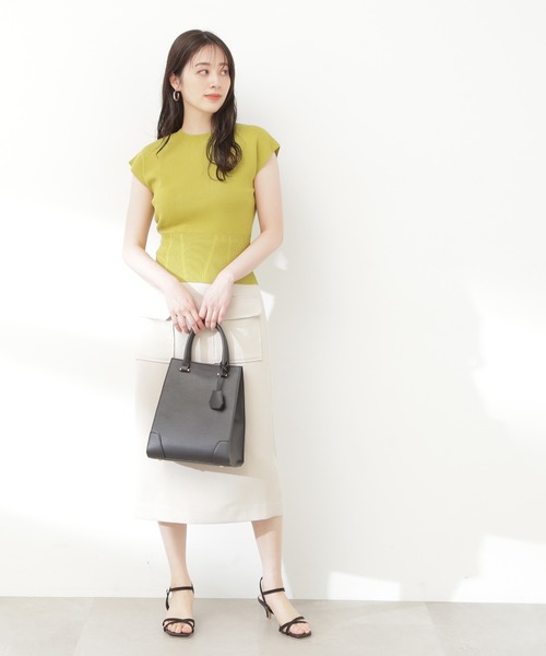 N.（N. Natural Beauty Basic）（エヌエヌナチュラルビューティーベーシック）の「◆フレンチスリーブ総針ニット（ニット/セーター・レディース・ブラック/オフホワイト/グリーン・MEDIUM）」の17枚目の写真