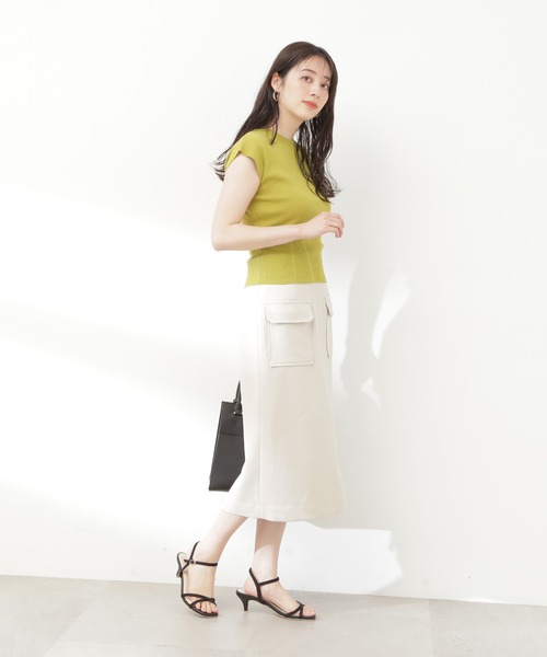 N.（N. Natural Beauty Basic）（エヌエヌナチュラルビューティーベーシック）の「◆フレンチスリーブ総針ニット（ニット/セーター・レディース・ブラック/オフホワイト/グリーン・MEDIUM）」の15枚目の写真