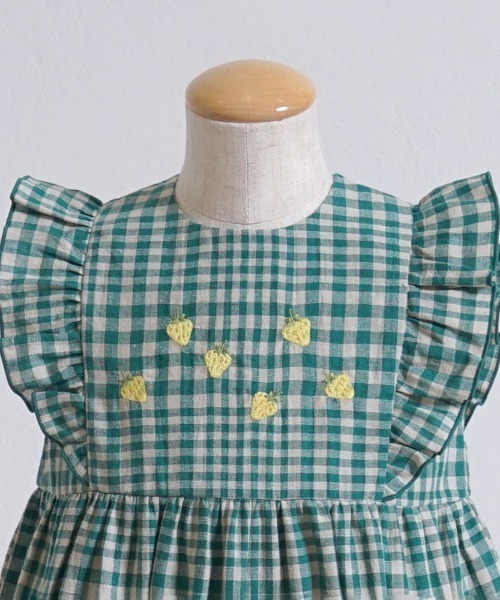 【セール】【Hoppetta(ホッペッタ)】 苺チェックロンパース（ロンパース）｜Hoppetta（ホッペッタ）