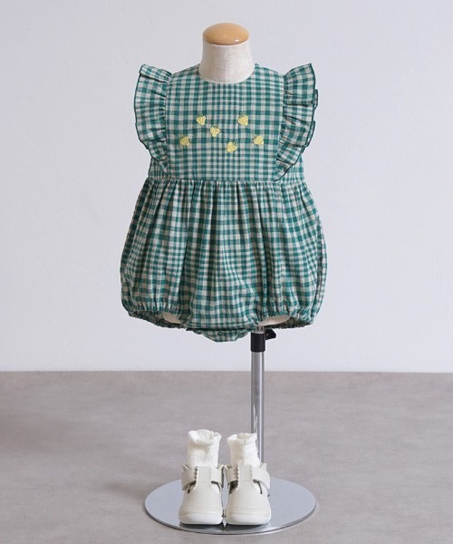 【セール】【Hoppetta(ホッペッタ)】 苺チェックロンパース（ロンパース）｜Hoppetta（ホッペッタ）