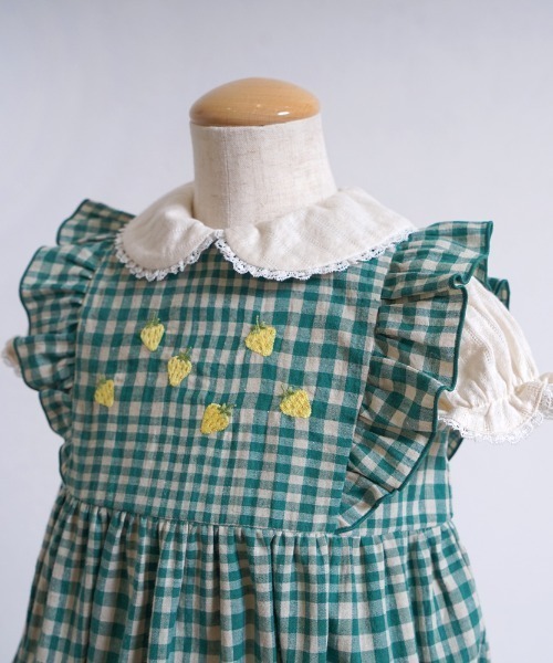 【セール】【Hoppetta(ホッペッタ)】 苺チェックロンパース（ロンパース）｜Hoppetta（ホッペッタ）