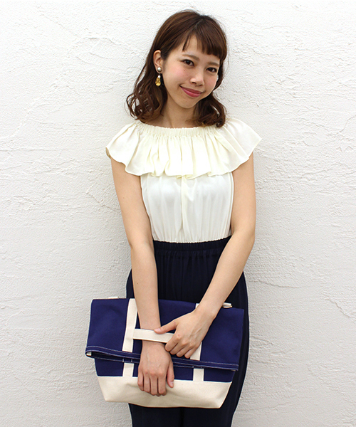 Kastane（カスタネ）の「２WAYトートバッグ（トートバッグ・レディース・ホワイト/ネイビー・FREE）」の3枚目の写真