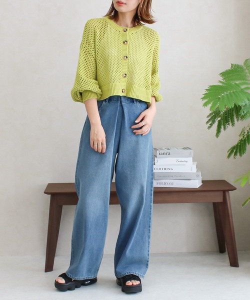 Social GIRL(ソーシャルガール)の「メッシュサマーニットショートカーディガン(カーディガン/ボレロ・レディース・グレイッシュベージュ/ブラック/ピンク/ライトグリーン/キナリ・M)」の20枚目の写真