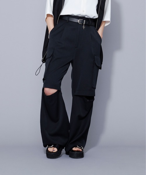 Ellno Loset（エルノロゼット）の「2WAYスリットカーゴパンツ/セットアップ対応（その他パンツ・メンズ・ブラック/ブルー系その他・SMALL/MEDIUM/LARGE）」の2枚目の写真