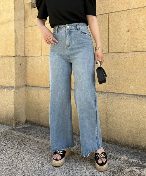 prose verse（プロズヴェール）の「ワイドストレートデニム（デニムパンツ・レディース・サックスブルー/ネイビー/ブルー・MEDIUM）」の3枚目の写真