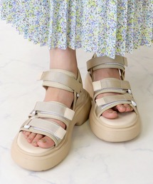 Liberty doll /厚底スポーツサンダル レディース 軽量 5cm厚底 スポサン ベルクロサンダル スポーツサンダル ストラップサンダル クッションソール 韓国ファッション (4168)