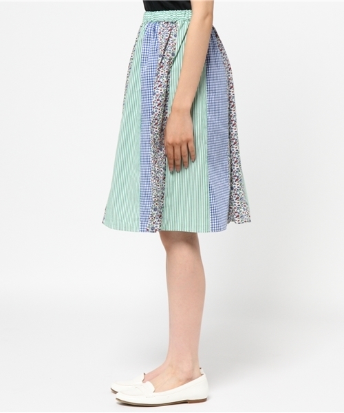 POU DOU DOU(プードゥドゥ)の「パッチワークスカート(スカート・レディース・グリーン/レッド・03)」の8枚目の写真