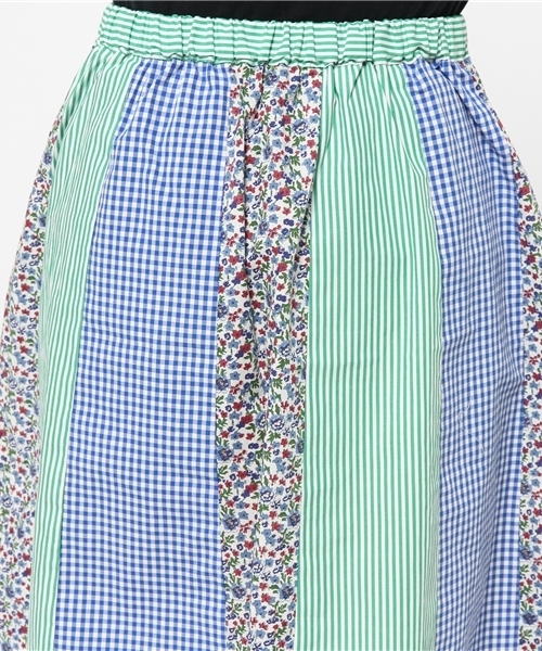 POU DOU DOU(プードゥドゥ)の「パッチワークスカート(スカート・レディース・グリーン/レッド・03)」の3枚目の写真