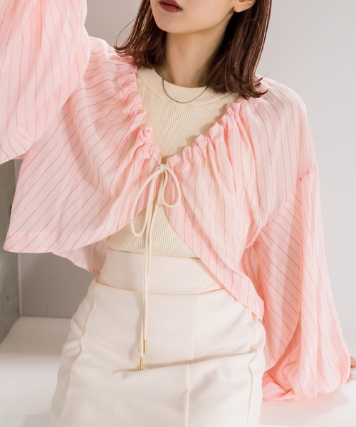mystic（ミスティック）の「ドロストボレロシャツ（シャツ/ブラウス・レディース・ベージュ/オフホワイト/ピンク・FREE）」の3枚目の写真