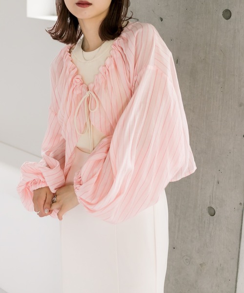 mystic（ミスティック）の「ドロストボレロシャツ（シャツ/ブラウス・レディース・ベージュ/オフホワイト/ピンク・FREE）」の18枚目の写真