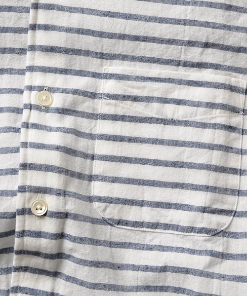 SHIPS JET BLUE（シップスジェットブルー）の「SHIPS JET BLUE (シップス ジェットブルー): コットン / リネン ボーダー ワイヤーシャツ■（シャツ/ブラウス・メンズ・ホワイト/グレー・LARGE/SMALL/MEDIUM）」の4枚目の写真