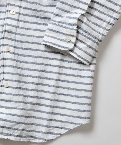 SHIPS JET BLUE（シップスジェットブルー）の「SHIPS JET BLUE (シップス ジェットブルー): コットン / リネン ボーダー ワイヤーシャツ■（シャツ/ブラウス・メンズ・ホワイト/グレー・LARGE/SMALL/MEDIUM）」の5枚目の写真