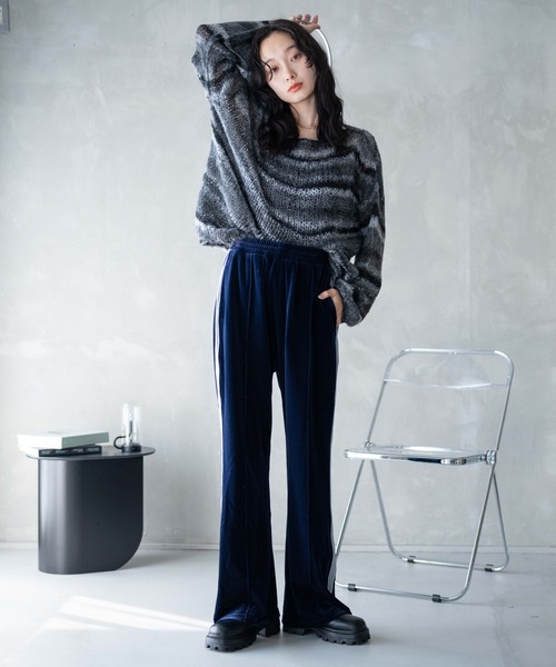 WEGO（ウィゴー）の「WEGO/【セットアップ】ベロアトラックパンツ（スウェットパンツ・レディース・カーキ/ネイビー・FREE）」の16枚目の写真