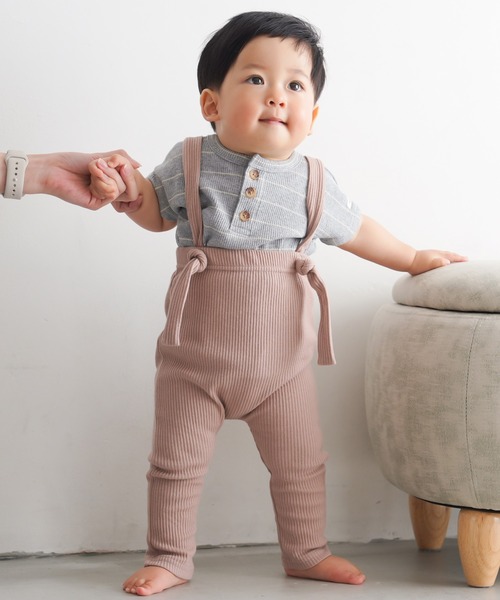 PUPPAPUPO(プッパプーポ)の「サロペット リブパンツ(その他パンツ・キッズ・モカ/ブルー/ブラック/ピンクベージュ/アイボリー/ベージュ/グレー/ミント/ピンク/チャコール・80/70/90)」の10枚目の写真