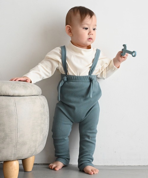 PUPPAPUPO(プッパプーポ)の「サロペット リブパンツ(その他パンツ・キッズ・モカ/ブルー/ブラック/ピンクベージュ/アイボリー/ベージュ/グレー/ミント/ピンク/チャコール・80/70/90)」の8枚目の写真