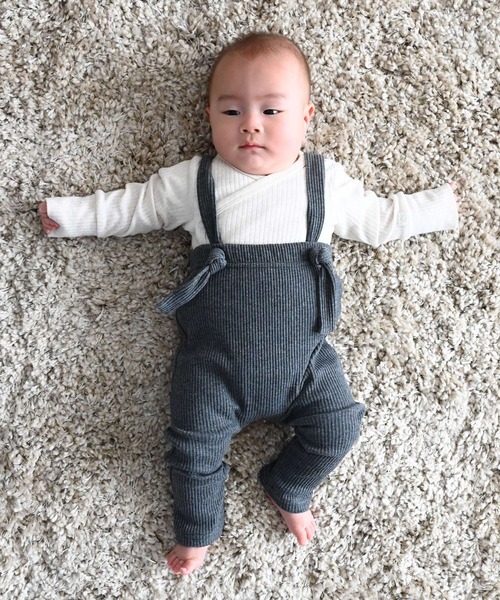 PUPPAPUPO(プッパプーポ)の「サロペット リブパンツ(その他パンツ・キッズ・モカ/ブルー/ブラック/ピンクベージュ/アイボリー/ベージュ/グレー/ミント/ピンク/チャコール・80/70/90)」の5枚目の写真