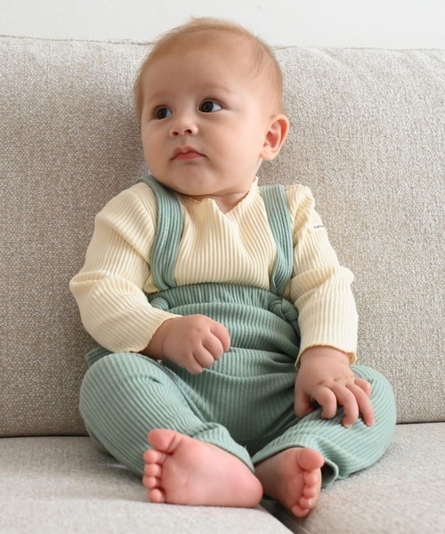 PUPPAPUPO(プッパプーポ)の「サロペット リブパンツ(その他パンツ・キッズ・モカ/ブルー/ブラック/ピンクベージュ/アイボリー/ベージュ/グレー/ミント/ピンク/チャコール・80/70/90)」の7枚目の写真