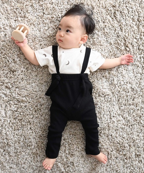 PUPPAPUPO(プッパプーポ)の「サロペット リブパンツ(その他パンツ・キッズ・モカ/ブルー/ブラック/ピンクベージュ/アイボリー/ベージュ/グレー/ミント/ピンク/チャコール・80/70/90)」の3枚目の写真