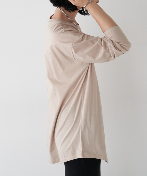 SHENERY（シーナリー）の「シルケットロングスリーブカットソー（Tシャツ/カットソー・レディース・グレイッシュベージュ/オフホワイト・FREE）」の14枚目の写真