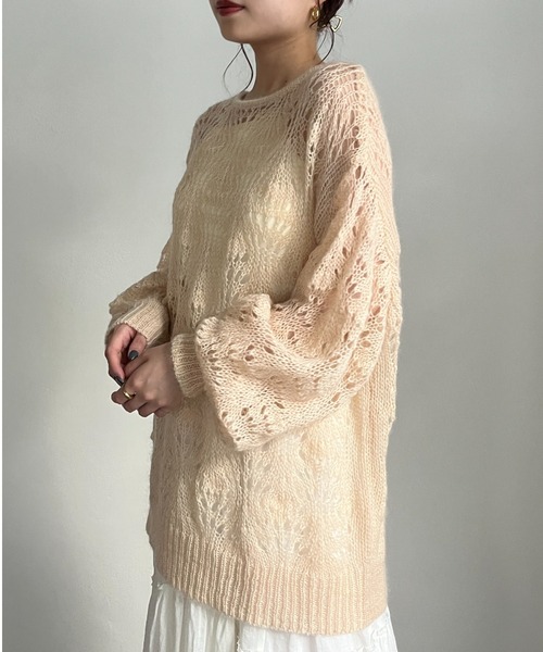 CASA FLINE(カーサフライン)の「モヘアウールクロシェニットプルオーバー(ニット/セーター・レディース・ホワイト/オレンジ/ミント/グレー・FREE)」の14枚目の写真