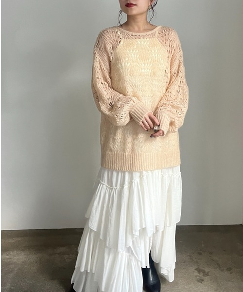 CASA FLINE(カーサフライン)の「モヘアウールクロシェニットプルオーバー(ニット/セーター・レディース・ホワイト/オレンジ/ミント/グレー・FREE)」の15枚目の写真