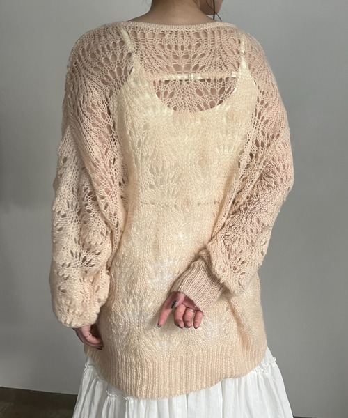 CASA FLINE(カーサフライン)の「モヘアウールクロシェニットプルオーバー(ニット/セーター・レディース・ホワイト/オレンジ/ミント/グレー・FREE)」の17枚目の写真