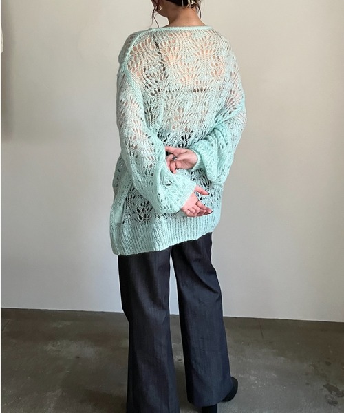 CASA FLINE(カーサフライン)の「モヘアウールクロシェニットプルオーバー(ニット/セーター・レディース・ホワイト/オレンジ/ミント/グレー・FREE)」の21枚目の写真