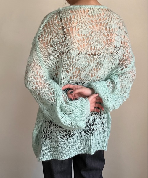 CASA FLINE(カーサフライン)の「モヘアウールクロシェニットプルオーバー(ニット/セーター・レディース・ホワイト/オレンジ/ミント/グレー・FREE)」の22枚目の写真